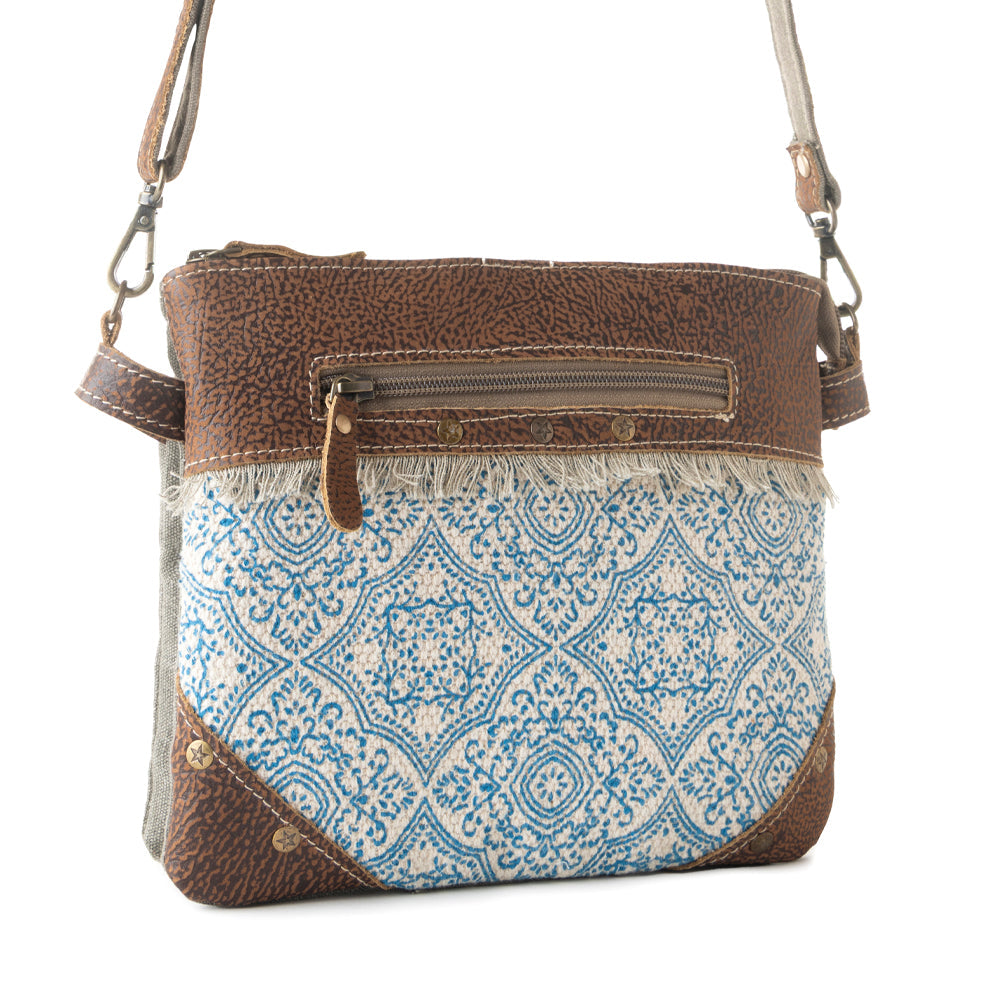 Myra Inkwild Vintage Crossbody Bag for Women in blue with fringe detail- Myra USA- {{Product type}}