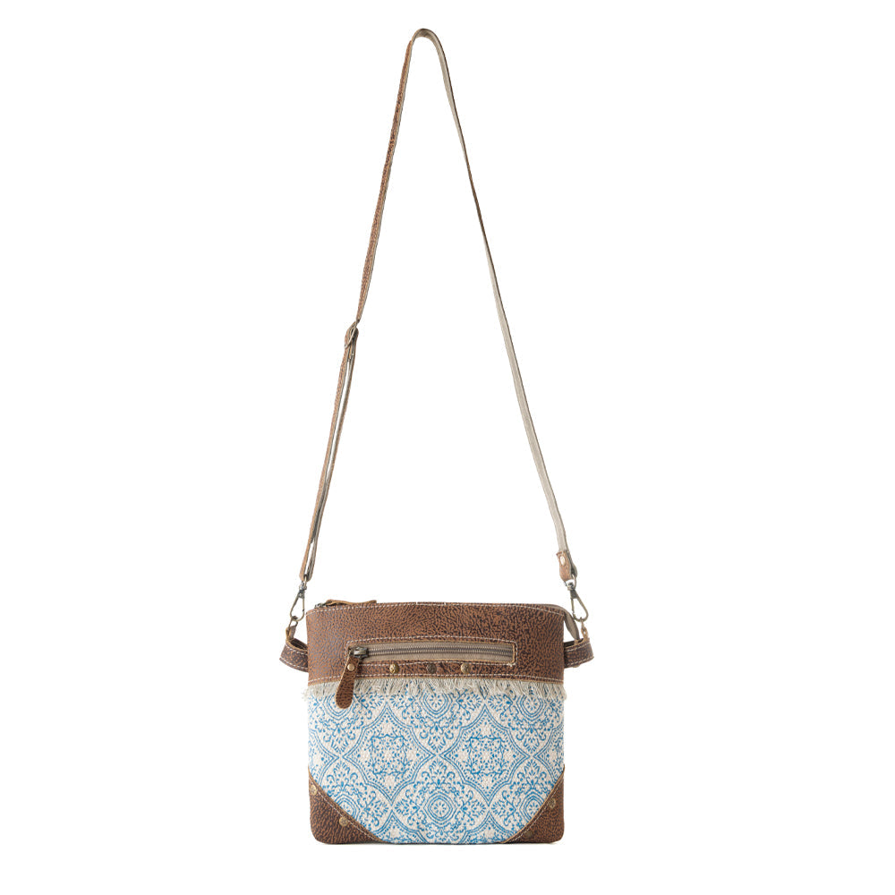 Myra Inkwild Vintage Crossbody Bag for Women in blue with fringe detail- Myra USA- {{Product type}}