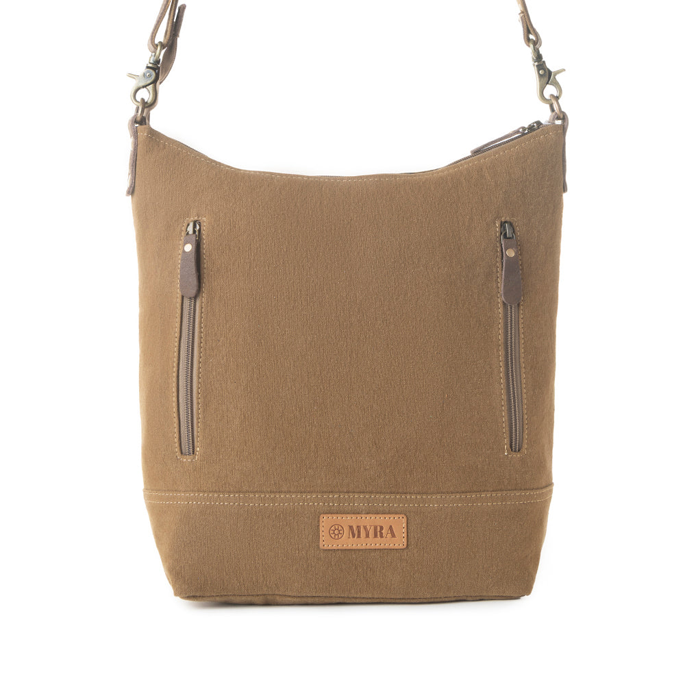 Myra Wild Paisley upcycled canvas concealed Carry Bag for Women in olive with vintage print- Myra USA- {{Product type}}
