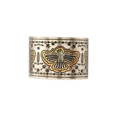 Thunder Hawk Etched Metal Cuff Bracelet- Myra USA- {{Product type}}