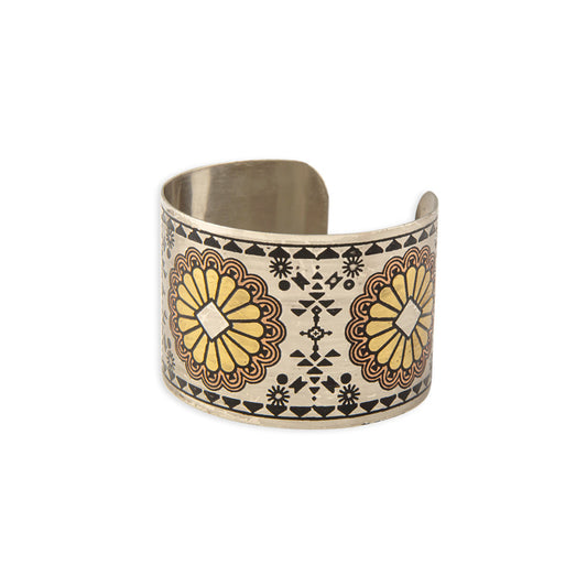 Mesa Sun Etched Metal Cuff Bracelet - - JEWELRY