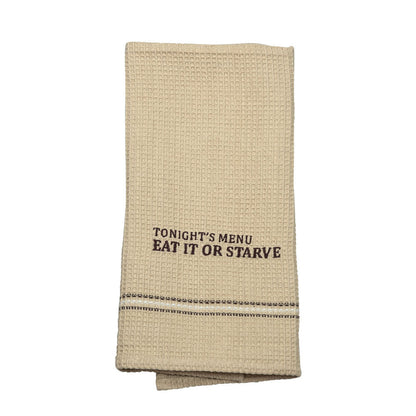 EAT IT OR STARVE DISH TOWEL '' SET OF 2 '' - - Home & Living