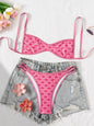 Sexy Coffee Polka Dot Print Bikini Set 2026 Women Pleate Push Up Bra Hollow Out Thong Swimsuit Summer Pool Bathing Suit Swimwear - Pink -