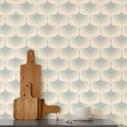 Self-Adhesive Wall Paper Rolls,Art Deco Green Color Swans Duck Egg on Soft Wallpaper,Peel and Stick Wallpaper for Walls in Rolls Kia Day Design