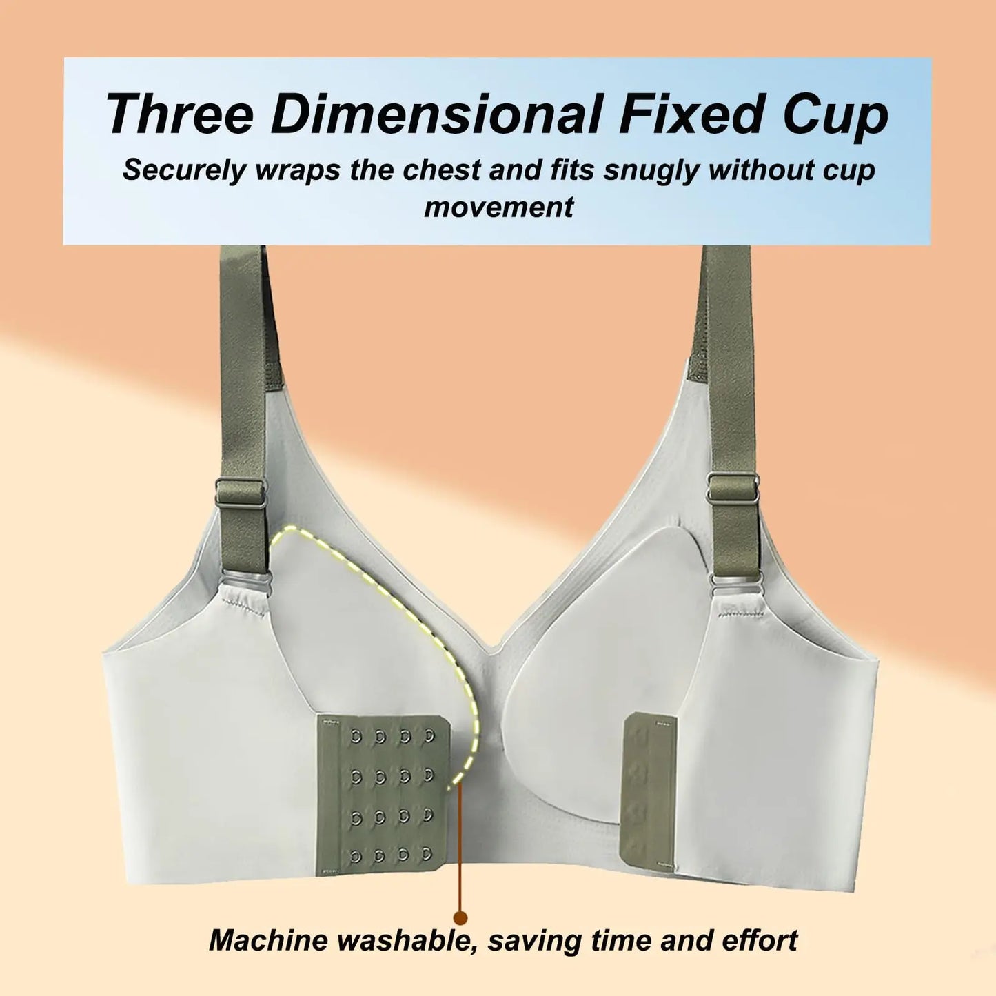 Push-Up Bra Women Seamless Ladies Underwear V-neck No Steel Ring Adjustable Comfortable Thin Top Bra Breathable Gathered - -