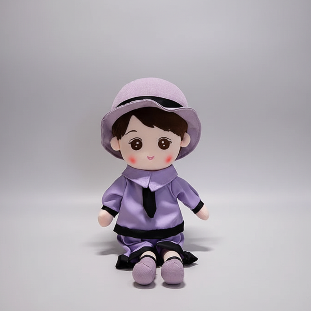 Kawaii Plush Girl Doll – Soft Stuffed Doll Toy for Kids and Decor - Purple - Stuffed Animals