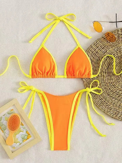 2026 Sexy Contrast Color Separates Micro Bikini Women's Swimsuit Female Swimwear Mini Thong Bikinis Set Two-piece Bathing Suit - 26628-17 -