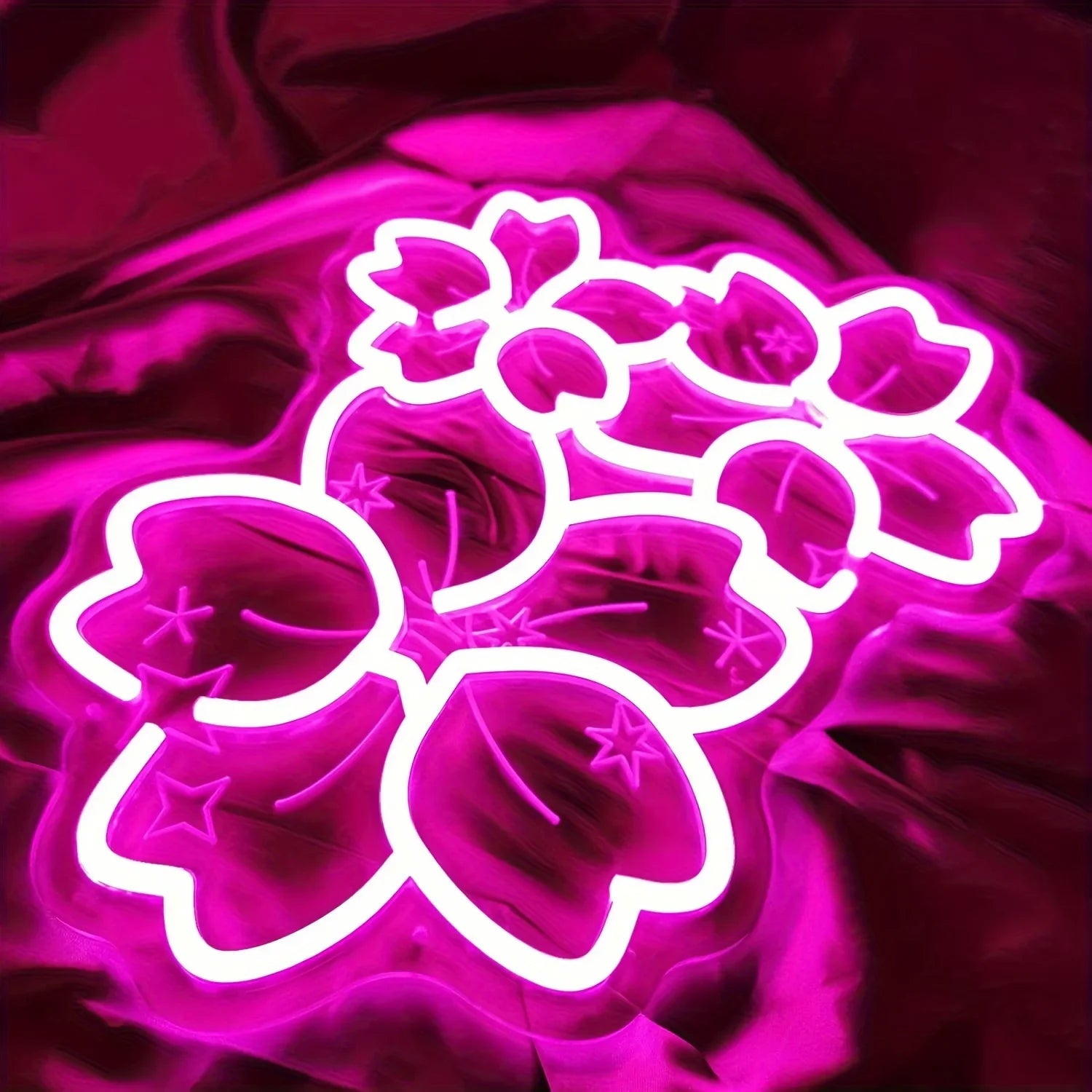 Pink Glow Flower Design LED Neon Sign - - led sign