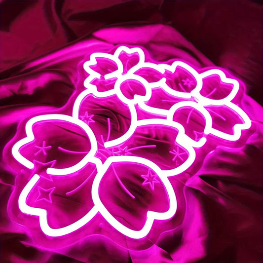 Pink Glow Flower Design LED Neon Sign - - led sign