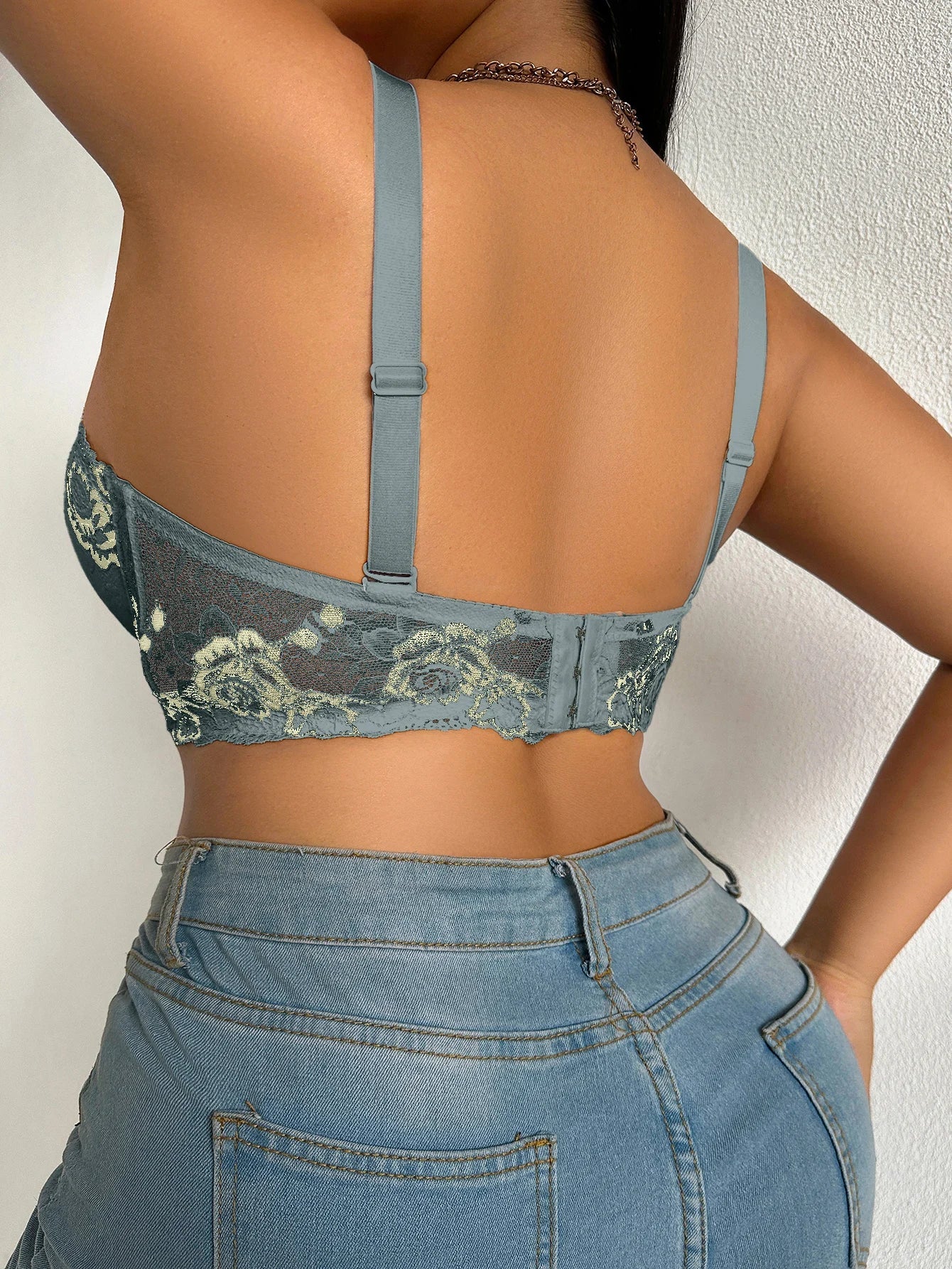 Daily Wide Strap Plus Size Women Bra Lace & Embroidery Push up Bra Comfort Thin Cup Underwire Support Lingerie Bra - -
