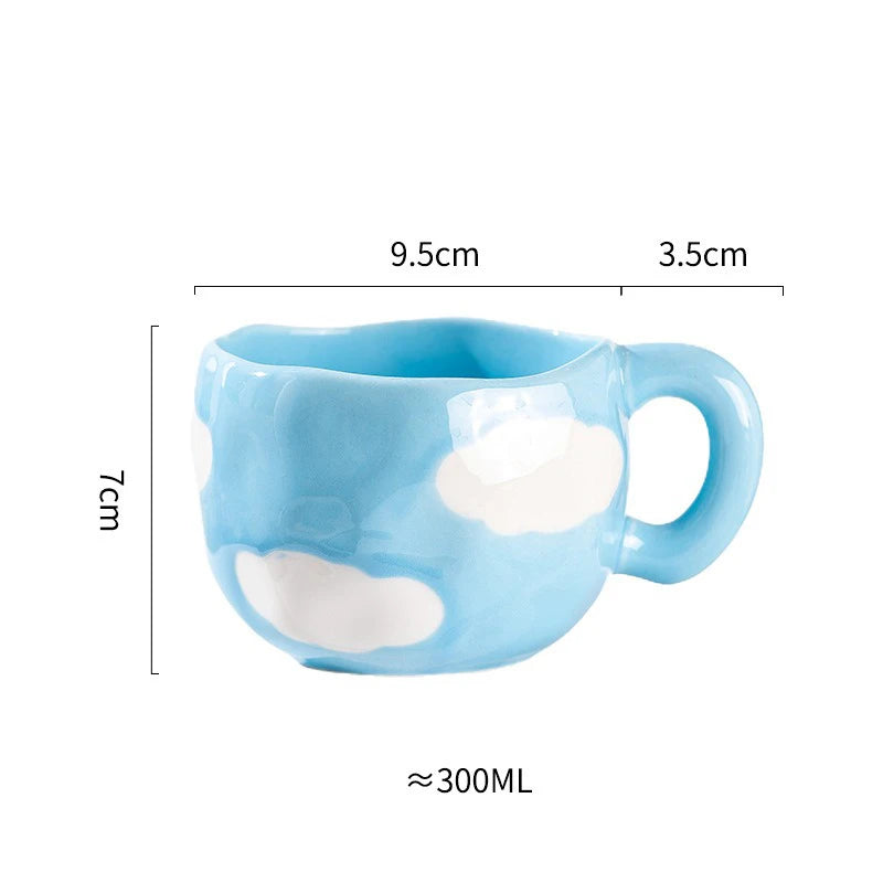 Hand Pinched Flower Ceramic Mug 301-400ml Clouds