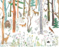 Forest Fox Wallpaper Mural tan white green