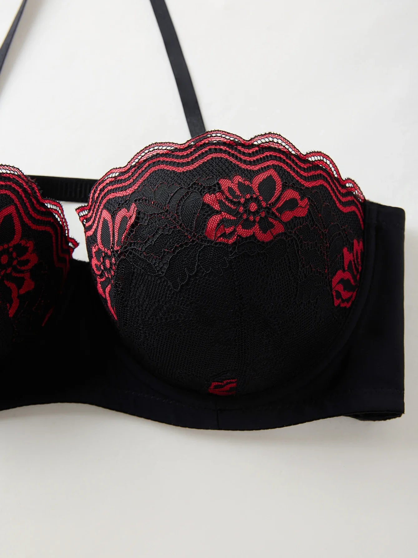 B C D Thin Cup Floral Lace Large Size Bra Side-Breast-Enhancing Silicone Pad Minimizer Push up Comfortable Bra - -