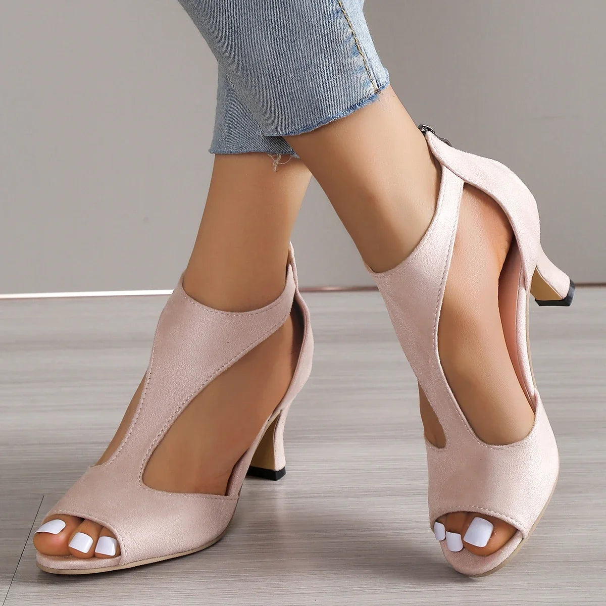 Leather High Heels Shoes - pink - FootWear