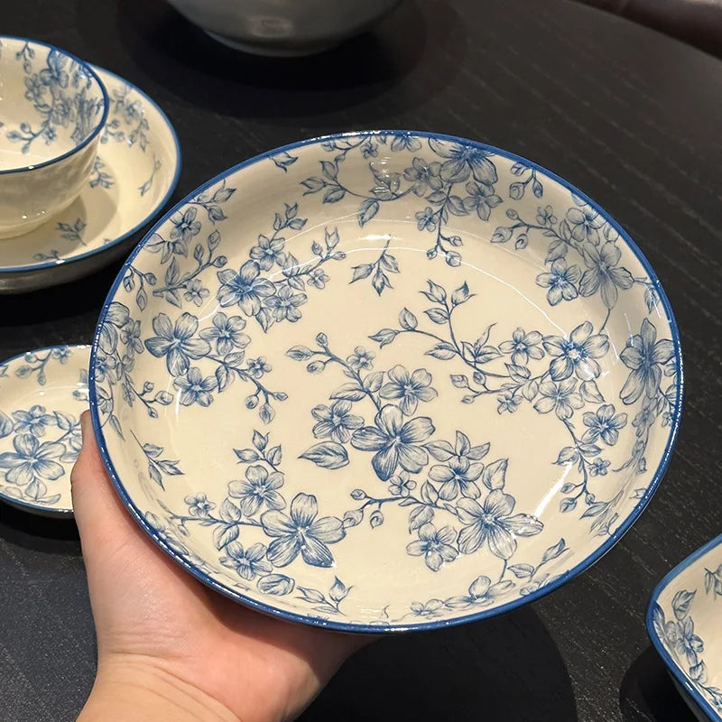 Ceramic Floral Bowl and Plates