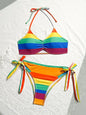 Women's Rainbow Color Bikini Set Sexy Beach Vacation Backless 2 Piece Swimsuit 2024 Summer Bathing Suit Bra Push Up Swimwear - CH03 -