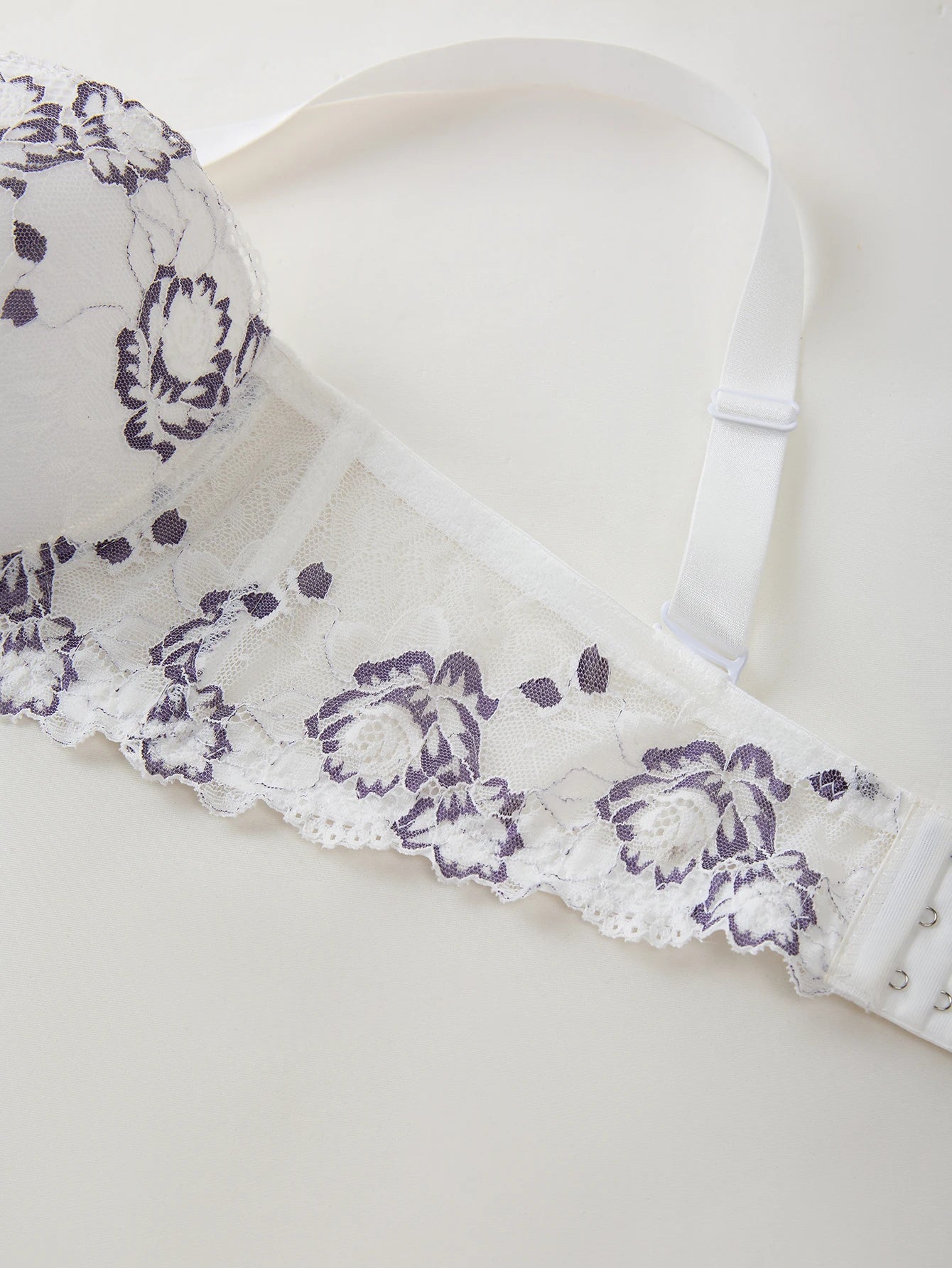 Daily Wide Strap Plus Size Women Bra Lace & Embroidery Push up Bra Comfort Thin Cup Underwire Support Lingerie Bra - -
