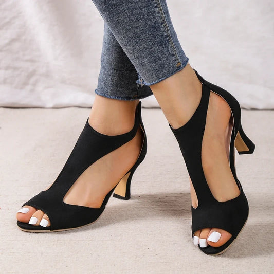 Leather High Heels Shoes - - FootWear