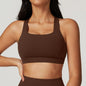 Hearuisavy Quick-Dry Backless Yoga Clothes Running Vest Women Workout Brassiere Fitness Gym Tank Top Women Push up Sports Bra - Coffee -