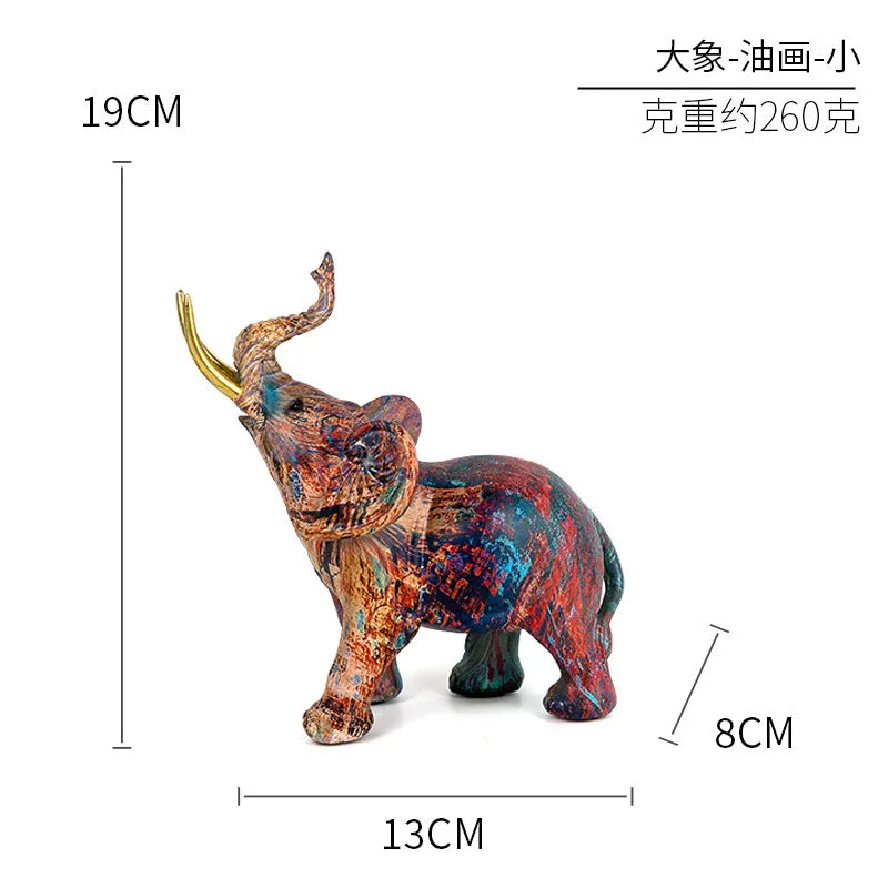 Graffiti Elephant Sculpture light blue red