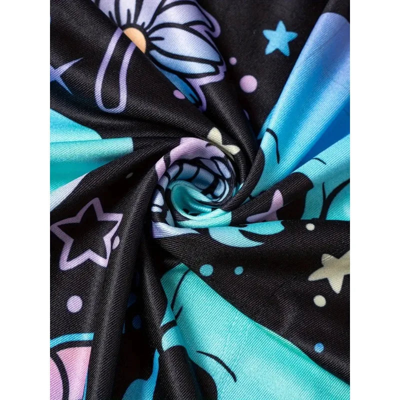 Hallowmas Skull Flower Print Pants Woman 2025 Plus Size Elastic Waist Wide Leg Pant Casual Large Full-length Trousers - -