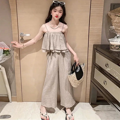 Girls Sleeveless Top and Wide Leg Pant Set