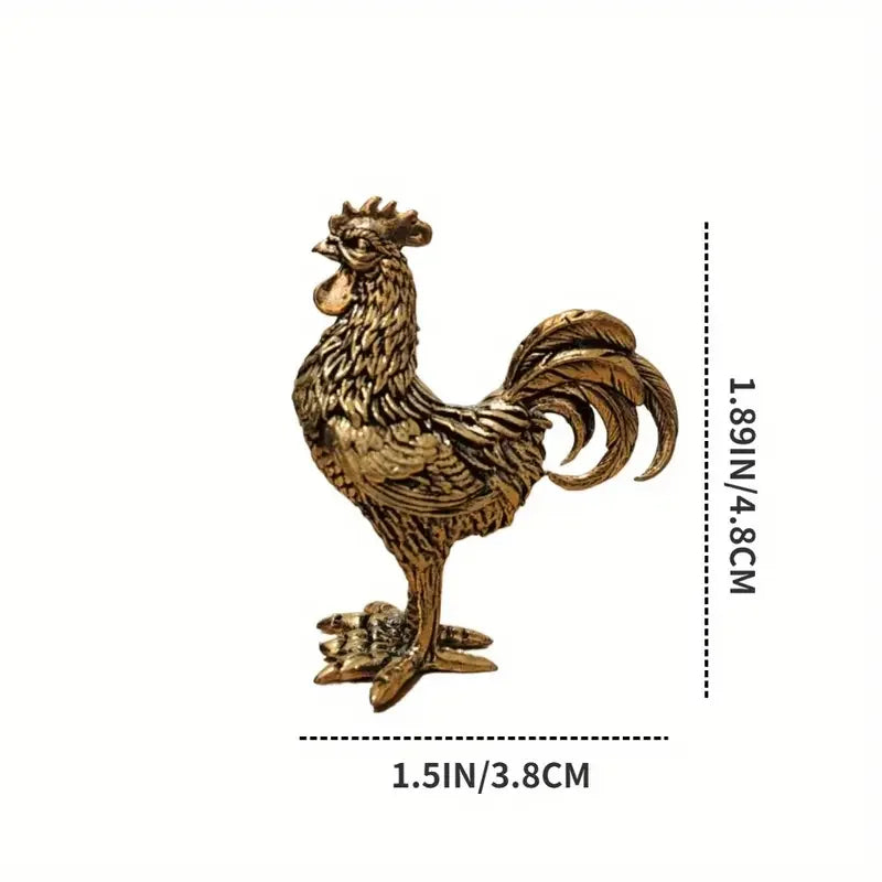Copper Craft Brass Solid Owl Statue, Creative Animal Desk Ornaments, Desktop Home Decoration, Collectible, Cute Statue Ornament - rooster China Mainland -