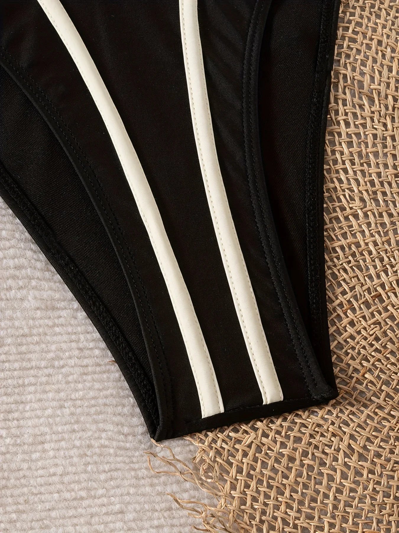 Sexy Black White Patchwork Bikini Set Women Hollow Out Push Up Bra Thong Swimwear 2026 Beach Holiday Bathing Suit Micro Swimsuit - -