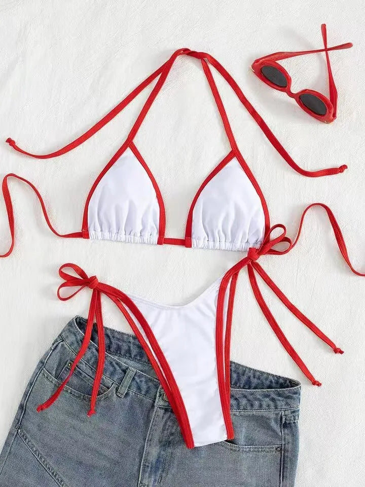 2026 Sexy Contrast Color Separates Micro Bikini Women's Swimsuit Female Swimwear Mini Thong Bikinis Set Two-piece Bathing Suit - -
