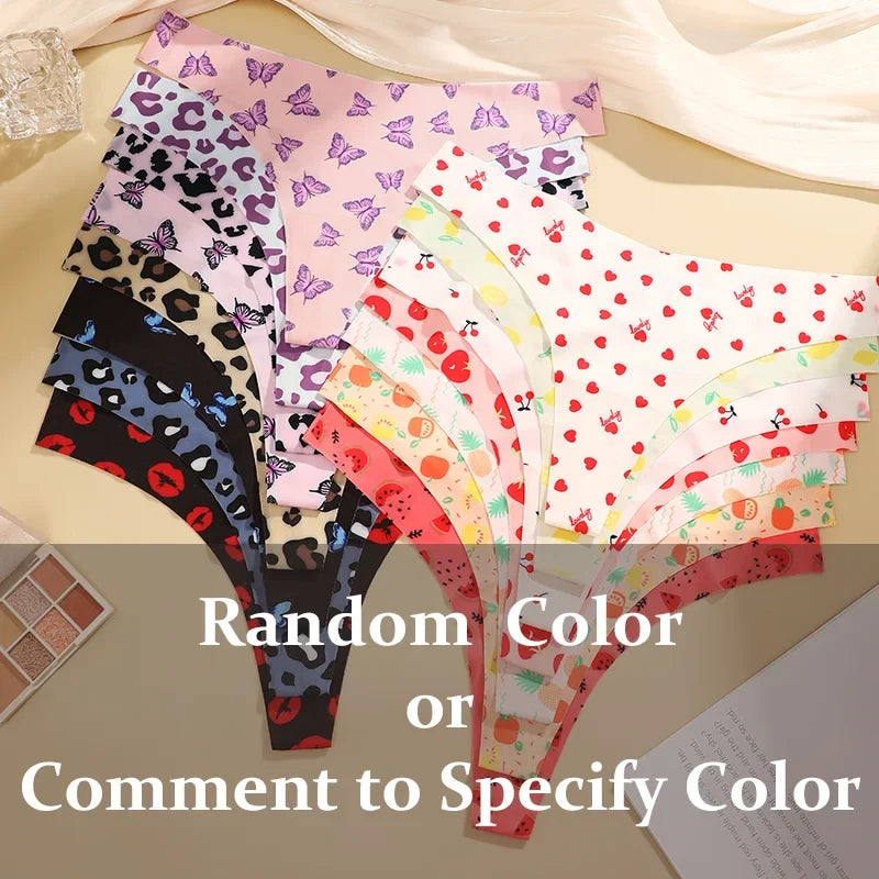 3Pcs Ultra-thin Seamless G-string Women Thongs Sexy Sweet Fruit Low-waist Panties Ladies Soft Cute Thongs Female S-XL T-Back - Set 15 -