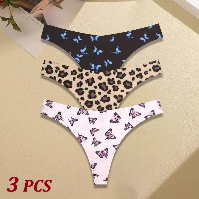 3Pcs Ultra-thin Seamless G-string Women Thongs Sexy Sweet Fruit Low-waist Panties Ladies Soft Cute Thongs Female S-XL T-Back - Set 10 -