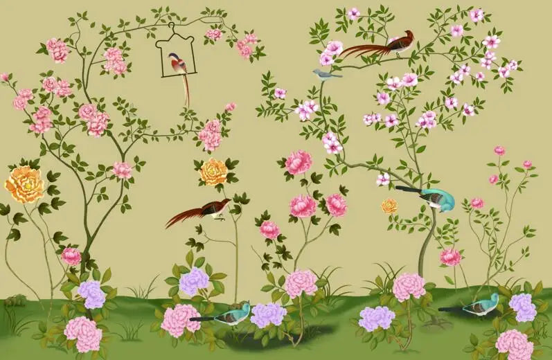 Flower Bird Landscape Wallpaper Kia Day Design