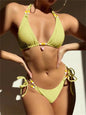 Sexy Pink Bikini 2024 Swimsuit Women White Pearl Strap Push Up Micro Swimwear Brazilian Bathing Suit Tie Side Thong Bikinis Sets - Yellow -
