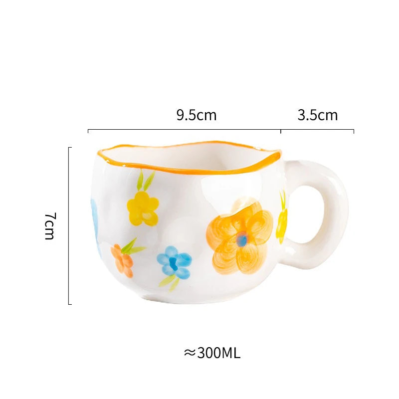 Hand Pinched Flower Ceramic Mug 301-400ml Yellow Campanula