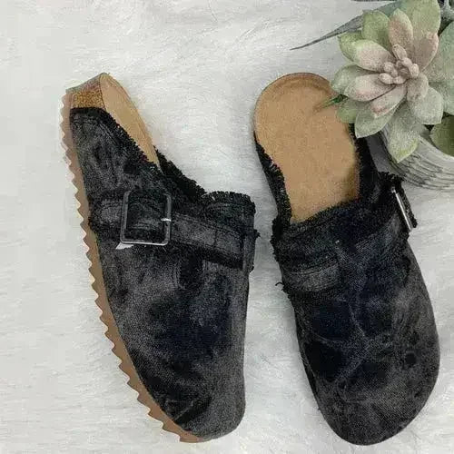 Flat Heel Round Toe Canvas Loafer Women's Vintage Clogs- Femstylo- {{Product type}}
