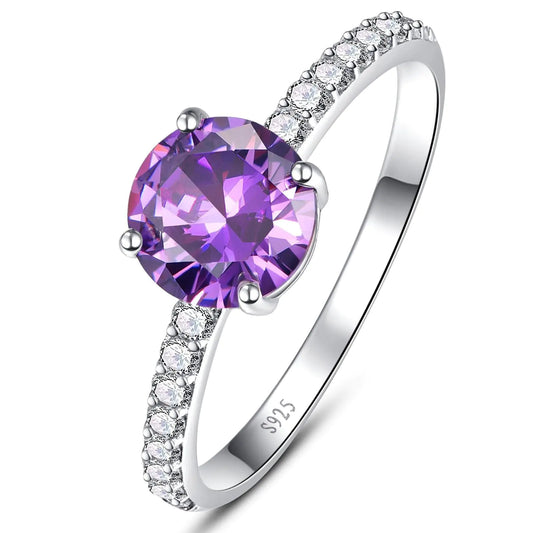 BONLAVIEGEM Created Amethyst Ring 925 Sterling Silver Size 5 - - ring