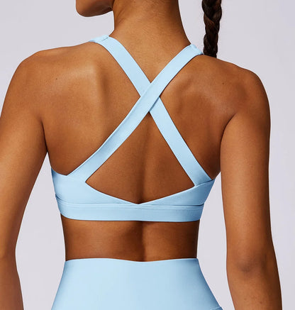 Hearuisavy Quick-Dry Backless Yoga Clothes Running Vest Women Workout Brassiere Fitness Gym Tank Top Women Push up Sports Bra - -