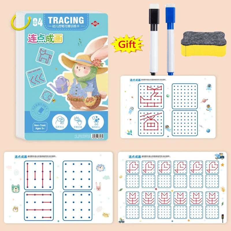 Montessori Drawing Book Tracing Workbook 32 PAGES-D One size