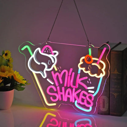 Vibrant Milk Shakes Neon Sign - - led sign