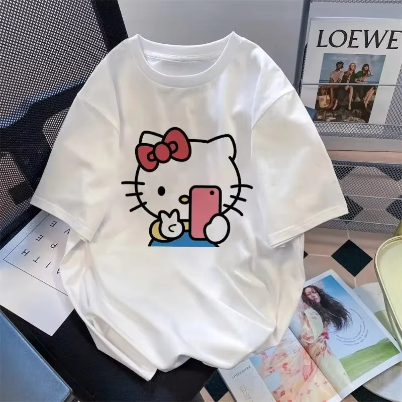 Y2K Hello Kitty Crop Top – Emo Girls Vintage Punk Tank - 37956- White - casualwear