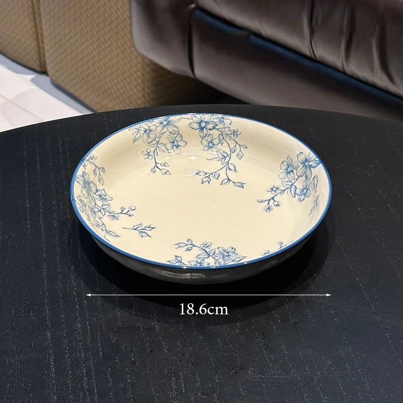 Ceramic Floral Bowl and Plates Deep disk - 18.6cm