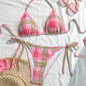 Sexy Pink Striped Micro Bikini 2026 Women Halter Push Up Bra Tie Side Thong Swimwear Bathing Suit Vacation Swimsuit Biquini - Pink -