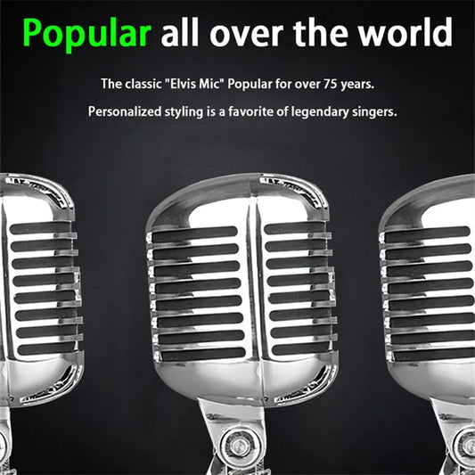Vintage Metal Microphone for 55SH Classic Dynamic Vocal Mic Universal Stand for Live Performance Karaoke - -