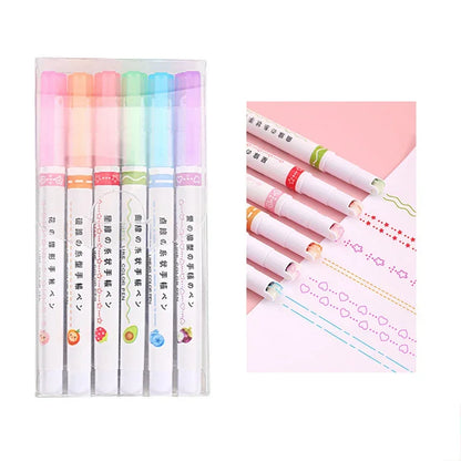 6pcs Curve Wave Line Art Marker Stamp Liner multi One size