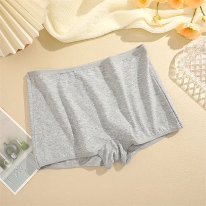 4PCS Women's Panties Cotton Seamless Sports Boxers Underwear Female Solid Color Briefs Cozy Lingerie Intimate Underpants XS-XL - -