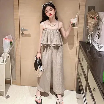 Girls Sleeveless Top and Wide Leg Pant Set