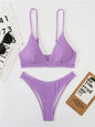 Sexy Extreme Micro Bikini Set 2024 Women White Black Wave V Neck Push Up Thong Swimsuit Beach Bathing Suit Two Piece Swimwear - PURPLE -