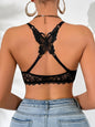 Women's sexy bras Front Buckle Push up bra Removable Back-beautifying lace butterfly pattern Fashionable & Comfortable bra - black -