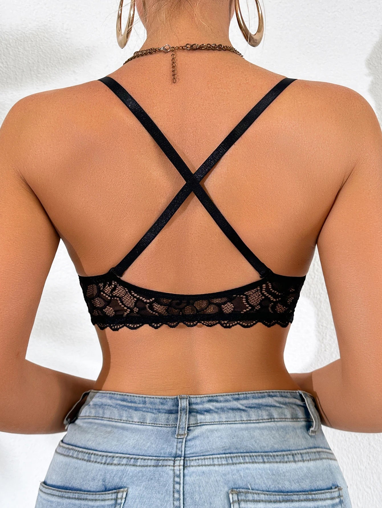 Women's sexy bras Front Buckle Push up bra Removable Back-beautifying lace butterfly pattern Fashionable & Comfortable bra - -