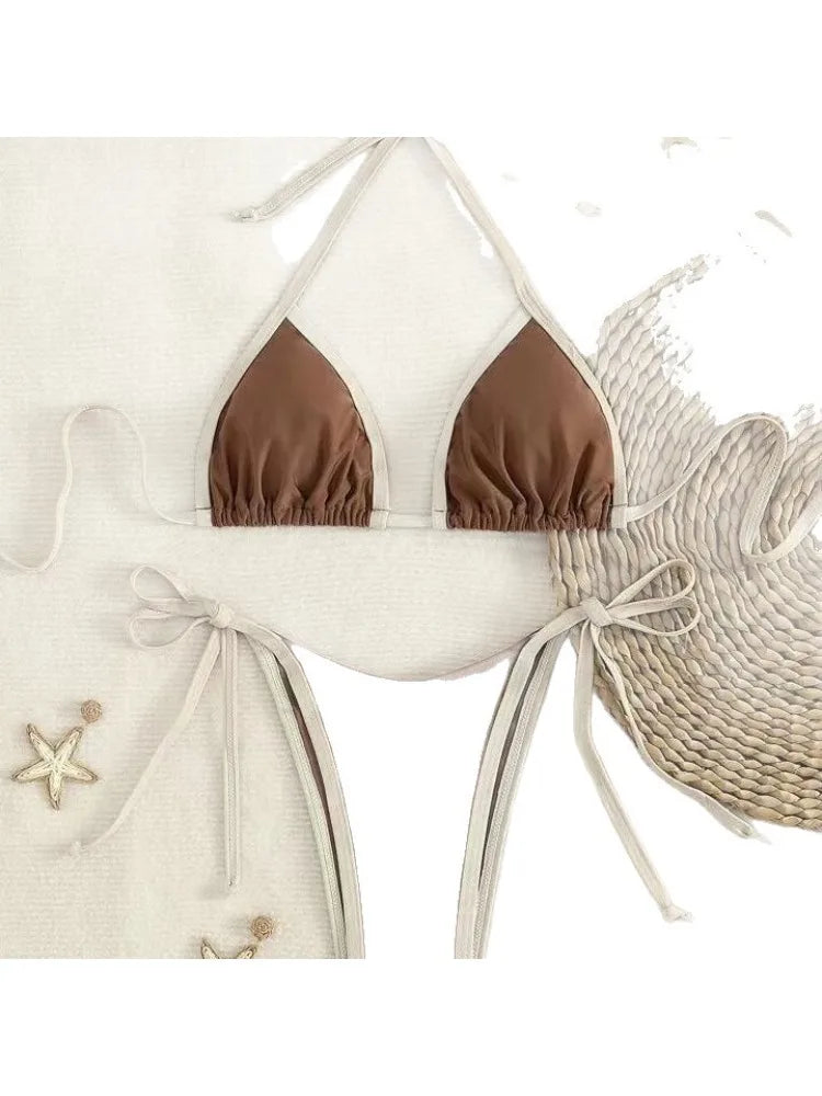 2026 Sexy Contrast Color Separates Micro Bikini Women's Swimsuit Female Swimwear Mini Thong Bikinis Set Two-piece Bathing Suit - -